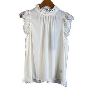 Catherine Malandrino NWT Fairy Core Lace Flutter Sleeve Sheer Blouse Size Small